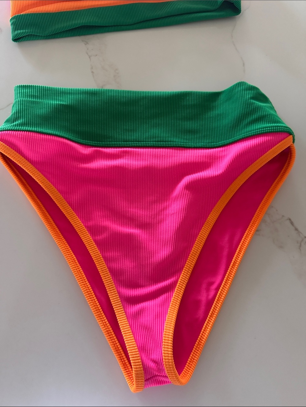 Beach Riot Neon Pink, Green & Yellow Colorblock Bikini Set - Picture 2 of 11